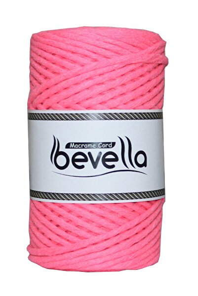 Bevella Macrame Cord Σχοινί Μακραμέ 3mm Ταρανέιμεντο Βαμβακερό Σχοινί Μακραμέ Μονότυλιγμα Νέον Ροζ
