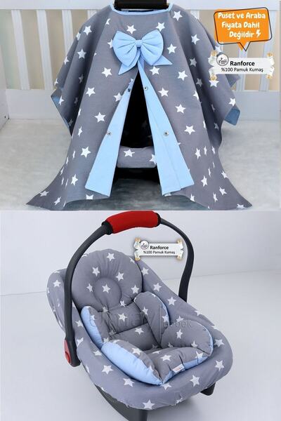 Umaybebek 3 Parça - Puset Örtüsü, Bel Destekli Puset Minderi, Puset Çarşafı, ...