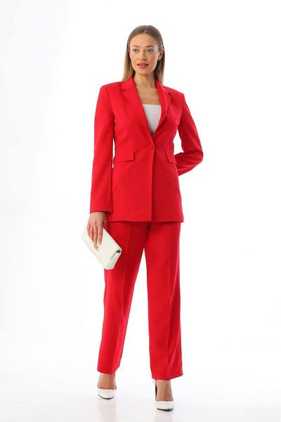 diaves original designs Piros egygombos blézer dzseki zseb Palazzo nadrág szett