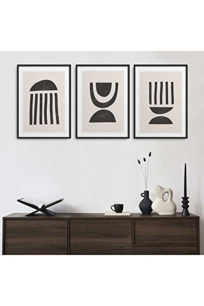 HOMEPACK Siyah Lamine Çerçeveli 3'lü Tablo Seti Hpn086