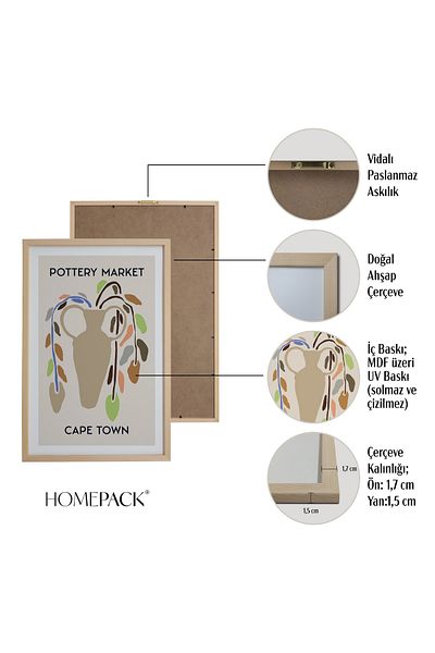 HOMEPACK Комплект за рисуване от 3 части с рамка от естествено дърво Hpn090