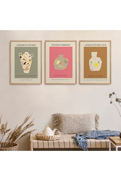 HOMEPACK Комплект за рисуване от 3 части с рамка от естествено дърво Hpn091