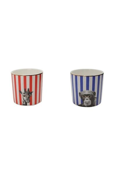 Porland Wild Life Monkey Giraffe 2-Piece Glass 230Cc