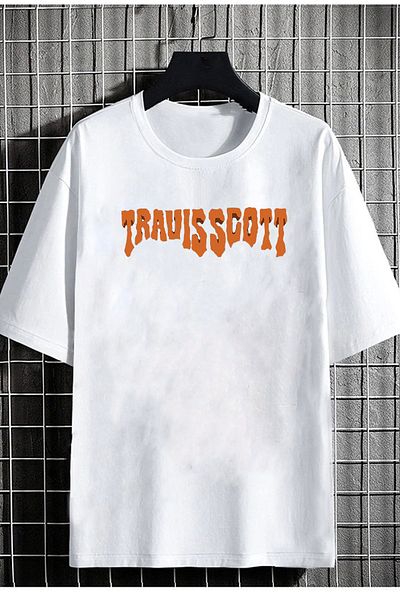 DEEPSENCE Unisex Λευκό μπλουζάκι Oversize Travısscott με στάμπα στην πλάτη