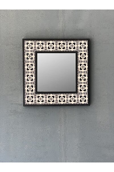 Oscar Stone Decor Oscar Stone Ahşap Çerçeveli Mozaik Doğaltaş Ayna 33 Cm X 33 Cm