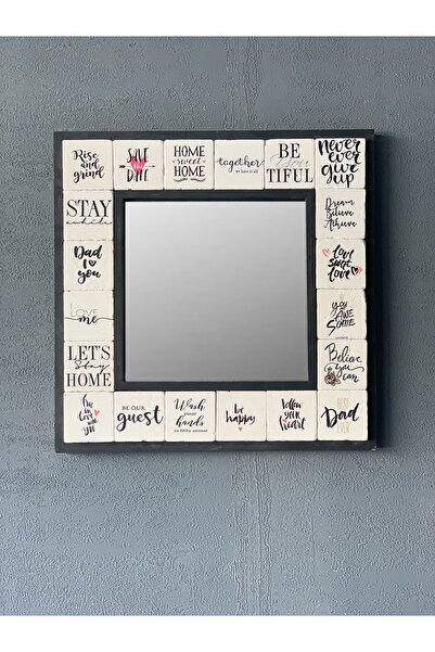 Oscar Stone Decor Oscar Stone Ahşap Çerçeveli Mozaik Doğaltaş Ayna 33 Cm X 33 Cm