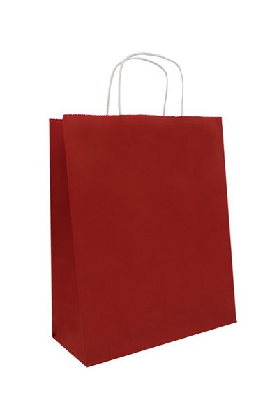 Kraft Kraft Bag 25x12x31 (50 Pieces) Red Twisted Handle Kraft Bag