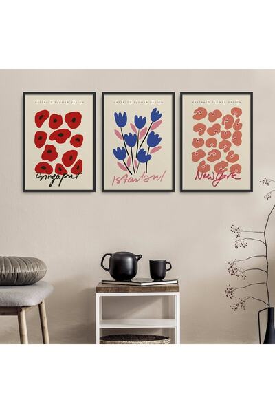 HOMEPACK Siyah Lamine Çerçeveli 3'lü Tablo Seti Hpn092