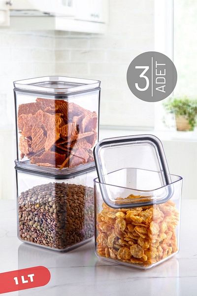 Nandy Home 1 Lt Leak Proof Lid, Silicone Sealed Square 3-Piece Storage Container Set
