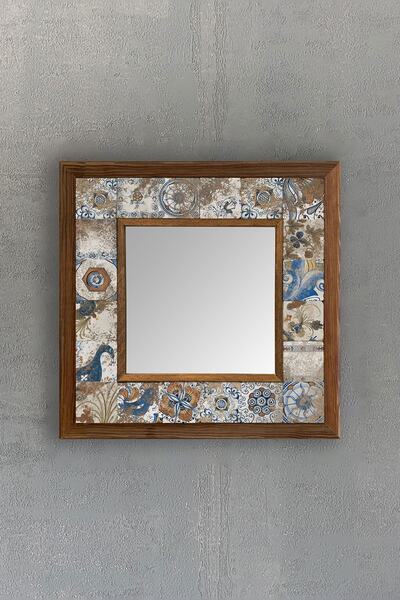 Oscar Stone Decor Masif Çerçeveli Mozaik Taş Ayna 33 Cm X 33 Cm Morocco-etnik...