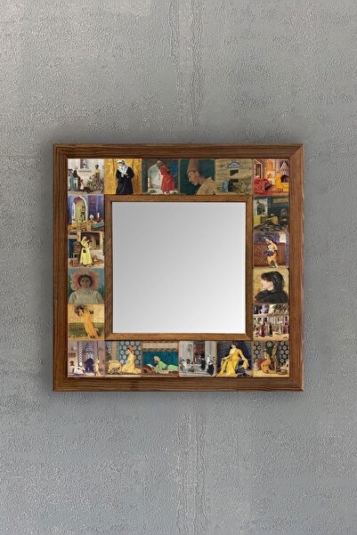 Oscar Stone Decor Masif Çerçeveli Mozaik Taş Ayna 33cmx33cm Osman Hamdi Kaplu...