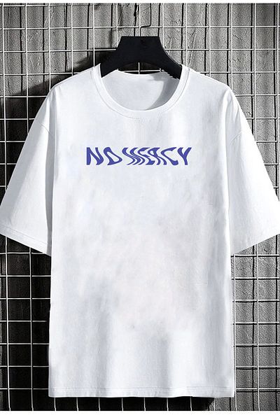 DEEPSENCE Λευκό μπλουζάκι Unisex Oversize - No Mearcy Back Printed