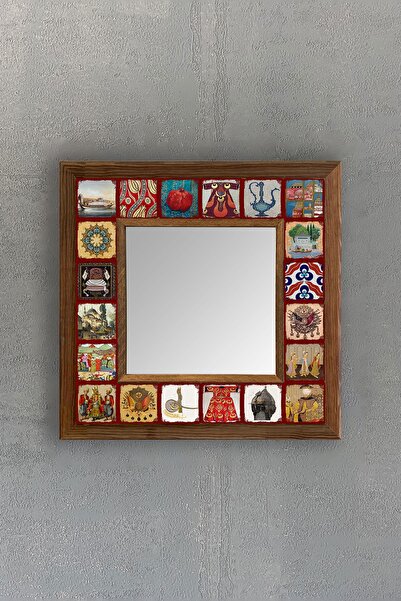 Oscar Stone Decor Oscar Stone Ahşap Çerçeveli Mozaik Taş (MERMER) Ayna 33 Cm ...