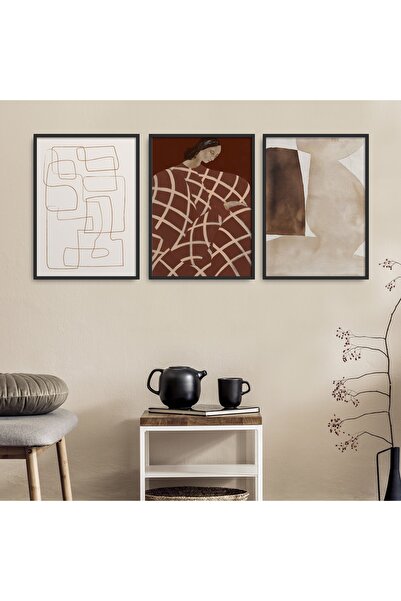 HOMEPACK Set de pictură din 3 piese cu cadru laminat negru Hpn098