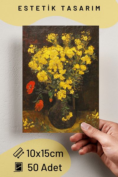Postifull Σετ κολάζ Vincent Van Gogh - 50 τεμάχια αφίσα τοίχου 10*15 cm με δώρο καλλιτεχνική ταινία