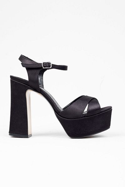 Adım Adım Black Satin Platform Heeled Evening Dress Shoes