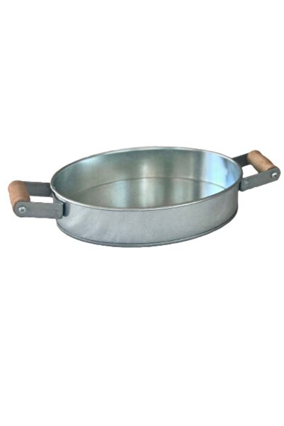 Rustic Concept Galvanized Tray with Wooden Handle / Oil Pot Base / Soap Dish Base