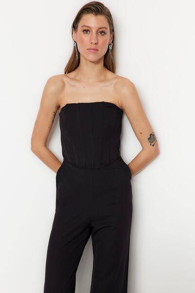 Trendyol Collection Černý tkaný overal TPRSS23TU00027