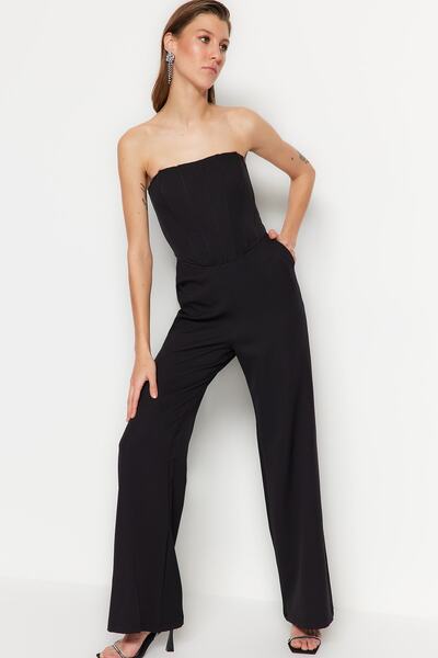 Trendyol Collection Černý tkaný overal TPRSS23TU00027