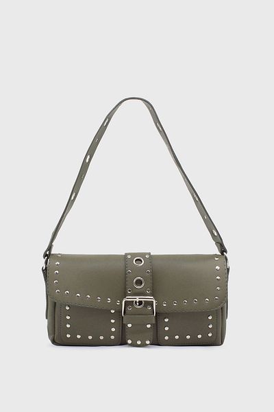 LUNABLU Women's Khaki Studded Shoulder Bag