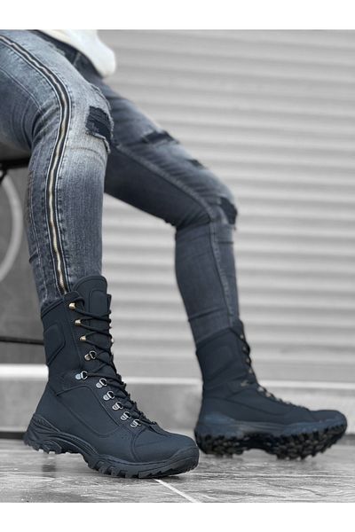 Epikoza Black Nubuck Vegan Long Boots Men's Boots Ekz01710mr21