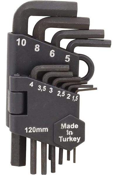Neler Geldi Neler 120 Mm 10 Piece Black Allen Set Flat Short Allen Set 6 Gen Allen Keys