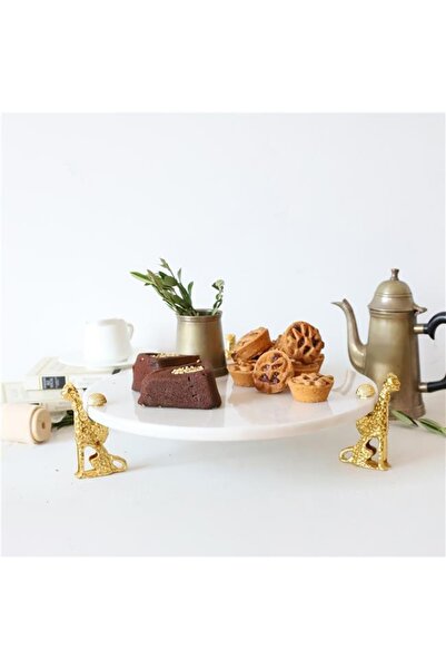 Akayev 30 Cm Marble White Gold Cheetah Presentation Plate