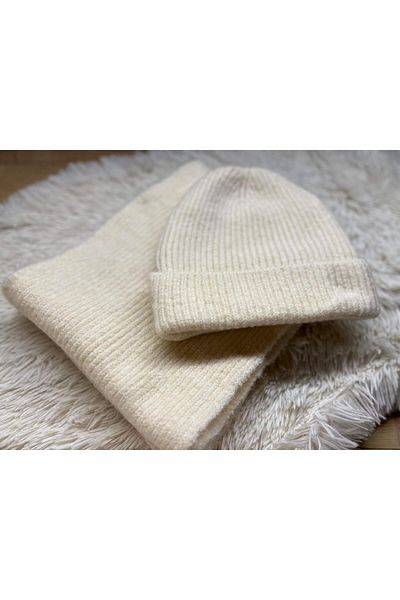 Vemod Mohair Wool Knitwear Scarf Beanie Set