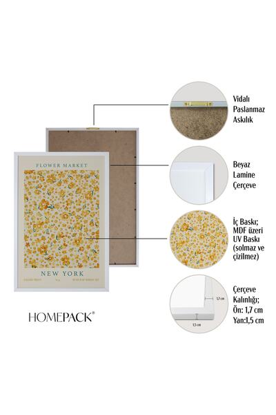 HOMEPACK Beyaz Lamine Çerçeveli 3'lü Tablo Seti Hpn113