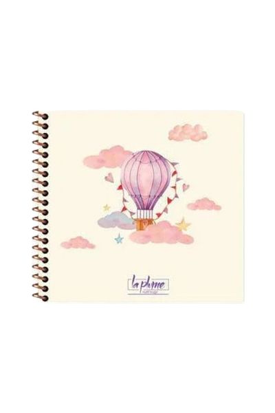 KESKİN COLOR 16x15 Cm Unlined 50 Sheets Hard Cover Ring Notebook 60 Gr Cream Color Paper Balloon Pattern