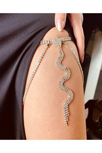 Gözde Kazan Kristal Taşlı Yılan Desenli Bacak Aksesuarı Bacak Zinciri