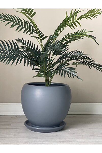 odka 20litre Küre Saksı Tabaklı 27cmx27cm Koyu Füme