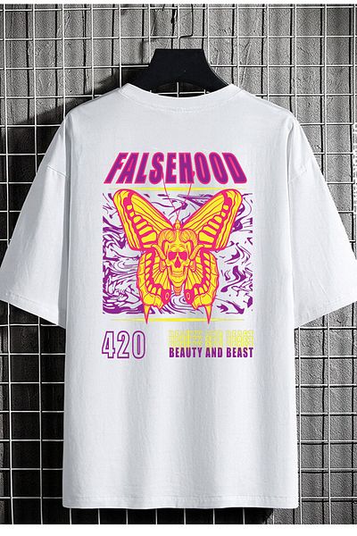 DEEPSENCE Unisex Μαύρο μπλουζάκι Oversize Falsehood Back Printed