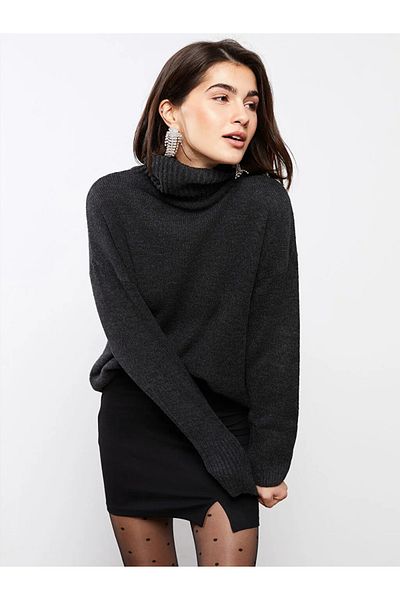 LC Waikiki Lcwaıkıkı Basic Rollkragenpullover mit langen Ärmeln für Damen
