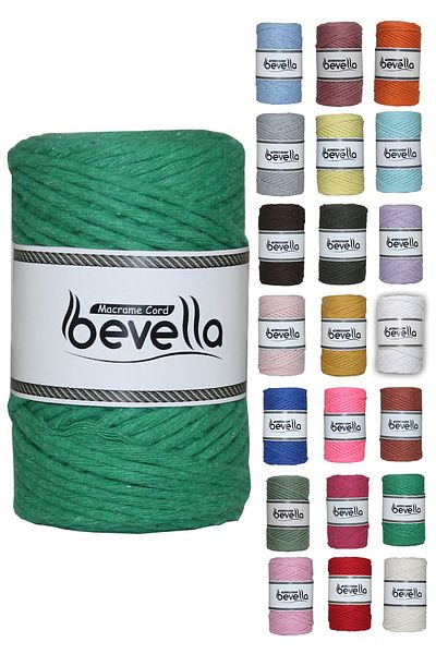 Bevella Macrame Cord Scanned Macrame Floss 3mm Single Twist Επιθετικό βαμβακερό νήμα μακραμέ Benetton Green