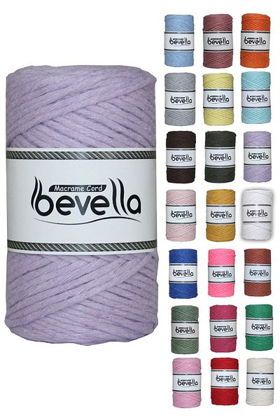 Bevella Macrame Cord Σκάνδαλο Μακραμέ 3mm Μονό Περιστρεφόμενο Σκάνδαλο Βαμβακερό Μακραμέ Σκάνδαλο Λιλά