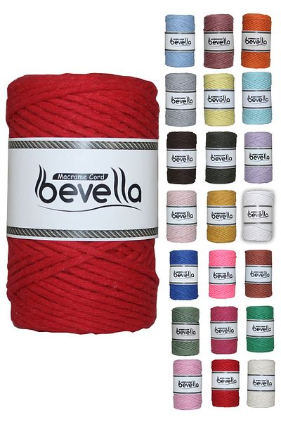 Bevella Macrame Cord Scalloped Macrame Thread 3mm Scalloped Cotton Single Twist Macrame Thread Red