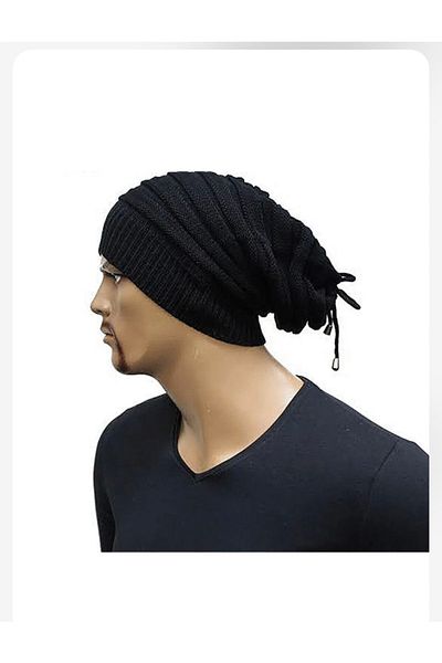 SYT Multi-Purpose Winter Knitted Neck Collar Beret Black Hat