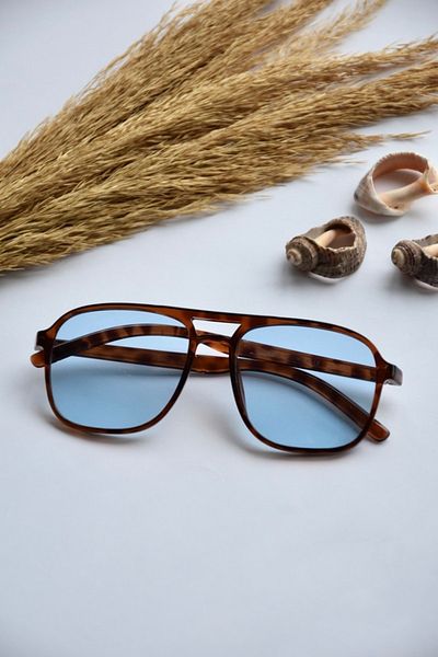 LOOKUP NEW Unisex Women Men Uv400 Protected Leopard Blue Square Rectangle Image Style New Season Sunglasses