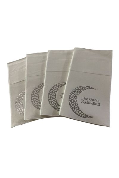 kidspartim Ασημί επιχρυσωμένο λευκό Welcome Ramadan Moon Pattern Touch Χαρτοπετσέτα με τσέπη 12 τμχ 40x40