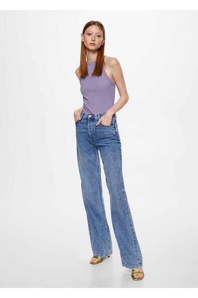 MANGO Woman Elastic Knit Cotton Blouse