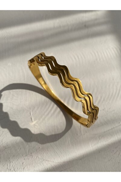 Owentis Çelik Gold Zigzag Glory Kelepçe -kararma Yapmaz-
