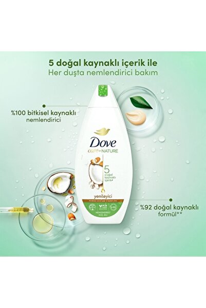 Dove Care By Nature Nemlendirici Duş Jeli Hindistan Cevizi Yağı Ve Badem Özü Yenileyici 500 Ml