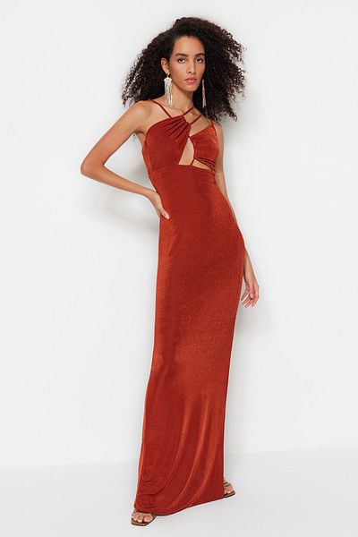 Trendyol Collection Плитка Орме вікноВикрійка з деталями Довга вечірня сукня TPRSS23AE00019