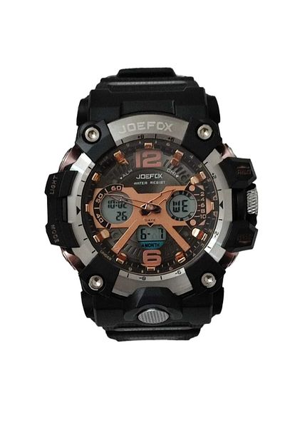 Joefox Men's Wristwatch Digital Analog Silicone Cord Black 1675