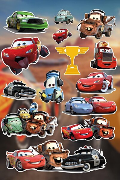 Anime Marketi Cars - Arabalar Sevimli Sticker Seti (14 Adet)