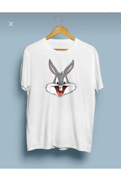 Josette Μπλουζάκι Unisex White Bugs Bunny με στάμπα με λαιμόκοψη Oversize