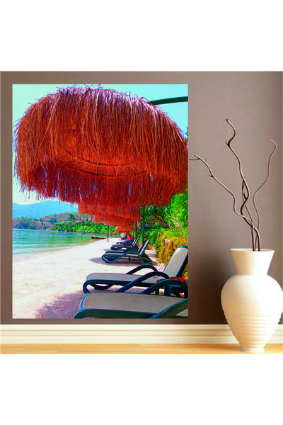 HDART Deniz Manzarası ve Şezlong Kanvas Tablo Tablosu