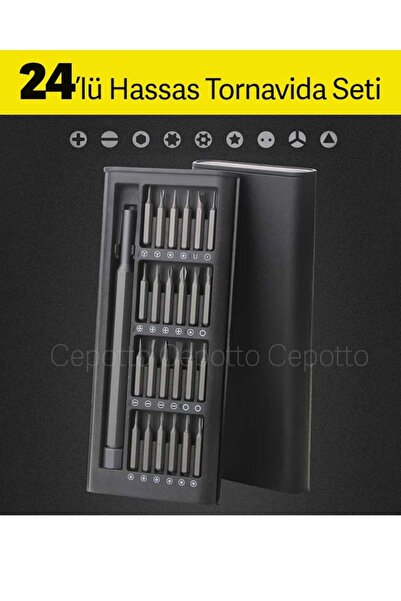 Cepotto 24 Uçlu Hassas Metal Mıknatıslı Tornavida Seti Elektronik Saat Gözlük...