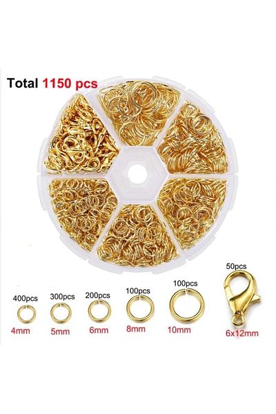 yiğit aksesuar 1150 Pieces Gold - Ring and Parrot Clip Set Supplies